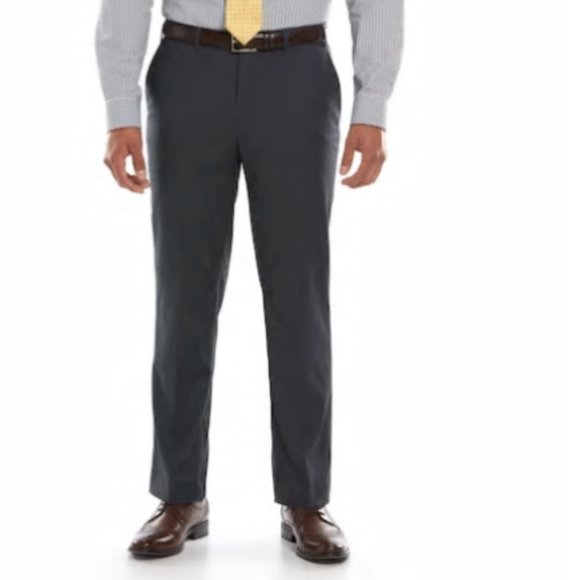 Men's Lazetti Slim-Fit Gray Flat-Front Suit Pants Size: 30x32 - Picture 1 of 2